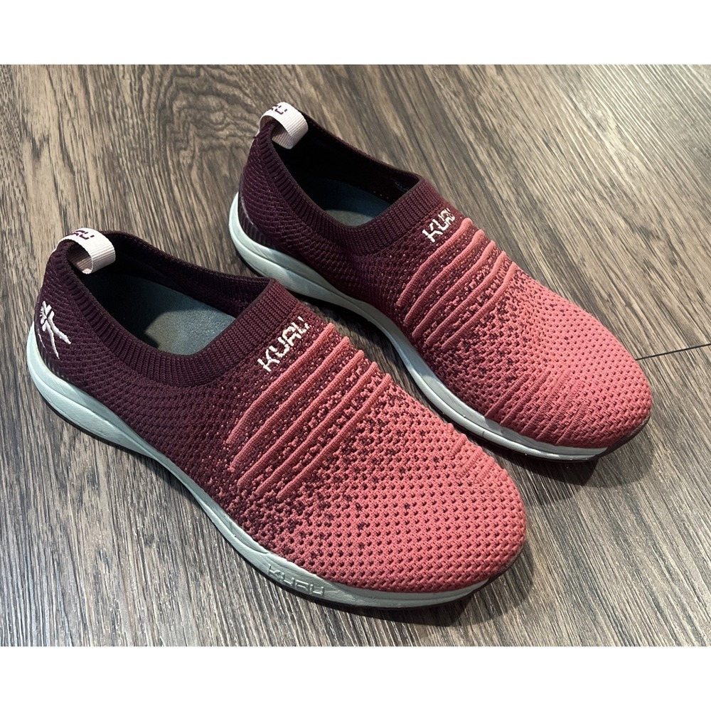 Kuru Stride Plum Rose Knit Casual Slip On Comfort Walking Shoes Women size 8.5